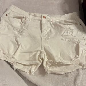 Judy Blue Ivory Distressed Denim Shorts